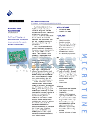 MT1384WFC datasheet - RF SILICON AND SUBSYSTEMS SOLUTIONS FOR BROADBAND COMMUNICATIONS AND AUTOMOTIVE ELECTRONICS