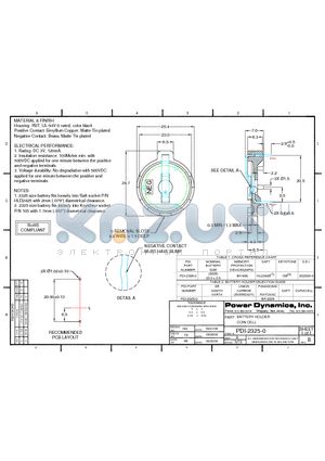 PDI-2325-0 datasheet - BATTERY HOLDER COIN CELL