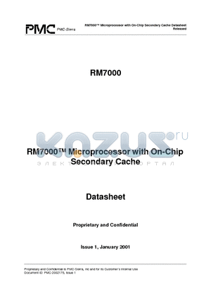 RM7000 datasheet - RM7000 Microprocessor with On-Chip Secondary Cache Datasheet Released