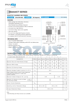 SB2030CT datasheet - SCHOTTKY BARRIER RECTIFIERS