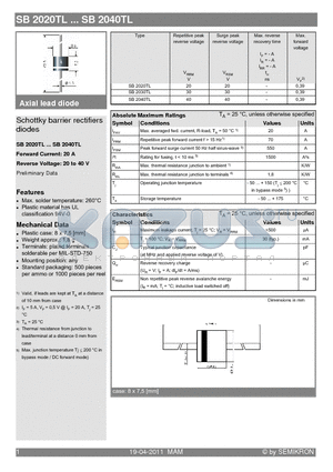 SB2030TL datasheet - Schottky barrier rectifiers diodes