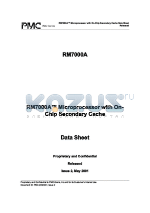 RM7000A-350T datasheet - RM7000A Microprocessor with On-Chip Secondary Cache Data Sheet Released