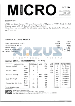 MT14Y datasheet - 26mm DIAMETER LED LAMP CLUSTER SERIES