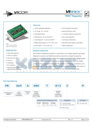 PR024A480T012TP datasheet - PRM Regulator