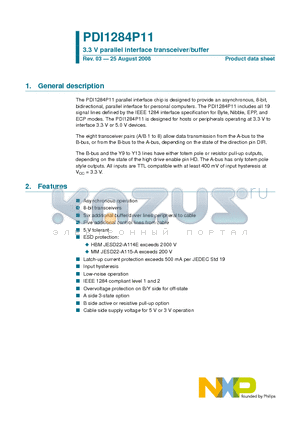 PDI1284P11DGG datasheet - 3.3 V parallel interface transceiver/buffer