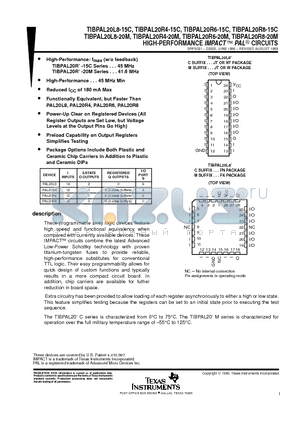 TIBPAL20L8-15C datasheet - HIGH-PERFORMANCE IMPACT E PAL CIRCUITS