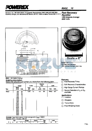 R9G23212 datasheet - Fast Recovery Rectifier (1200Amperes Average 3600 Volts)