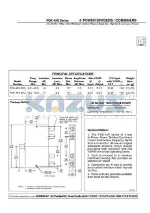 PDK-45R-23G datasheet - 0 POWER DIVIDERS / COMBINERS