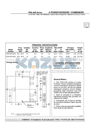 PDK-45R-29G datasheet - 0 POWER DIVIDERS / COMBINERS