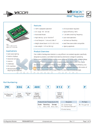 PR036A480T012TP datasheet - PRM Regulator