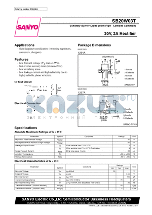 SB20W03 datasheet - 30V, 2A Rectifier