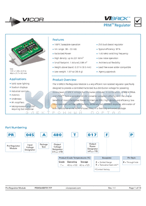 PR045A480T017TP datasheet - PRM Regulator