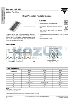 PR100 datasheet - High Precision Resistor Arrays