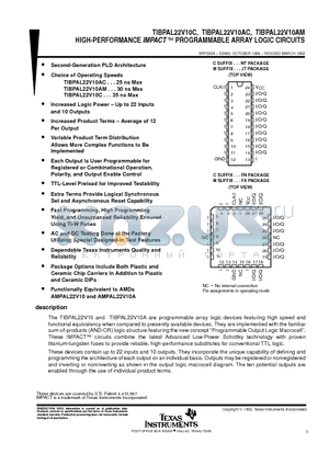 TIBPAL22V10AC datasheet - HIGH-PERFORMANCE IMPACT E PROGRAMMABLE ARRAY LOGIC CIRCUITS