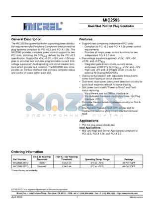 MIC2593-5BTQ datasheet - Dual-Slot PCI Hot Plug Controller