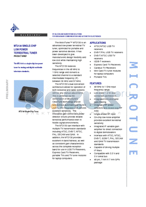 MT2130 datasheet - RF SILICON AND SUBSYSTEMS SOLUTIONS FOR BROADBAND COMMUNICATIONS AND AUTOMOTIVE ELECTRONICS