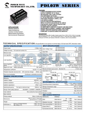 PDL03-12S09W datasheet - 3 WATTS MAXIMUM OUTPUT POWER