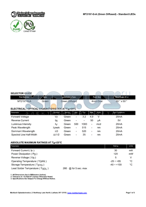 MT2197-G-A datasheet - Standard LEDs