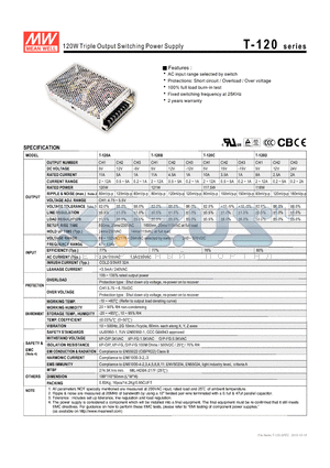 T-120D datasheet - 120W Triple Output Switching Power Supply