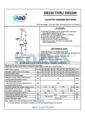 SB220 datasheet - SCHOTTKY BARRIER RECTIFIER