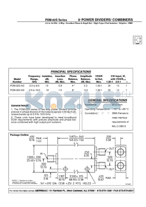 PDM-02S-4G datasheet - 0 POWER DIVIDERS/ COMBINERS