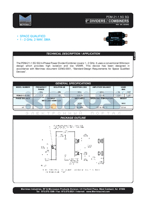 PDM-21-1.5GSQ datasheet - 0 DIVIDERS/COMBINERS