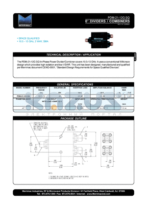 PDM-21-12GSQ datasheet - 0 DIVIDERS/COMBINERS