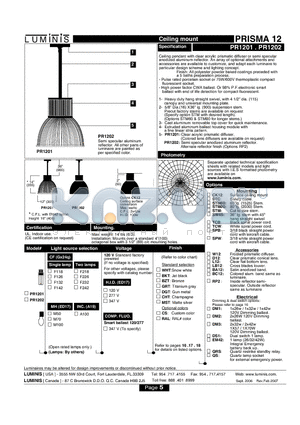 PR1201 datasheet - Ceiling mount