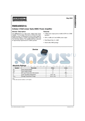 RMBA09501A datasheet - Cellular 2 Watt Linear GaAs MMIC Power Amplifier