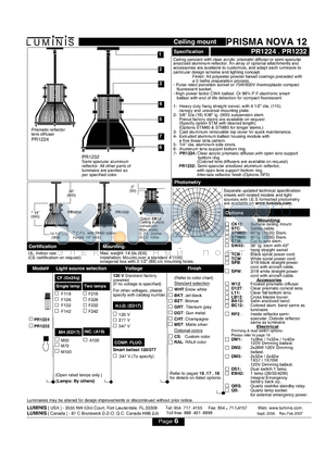 PR1224 datasheet - Ceiling mount