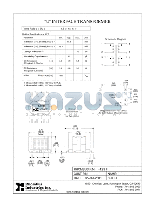 T-1291 datasheet - 