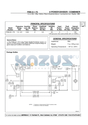 PDM-23-1.7G datasheet - 0 POWER DIVIDER / COMBINER