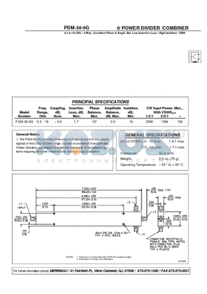 PDM-39-9G datasheet - 0 POWER DIVIDER /COMBINER