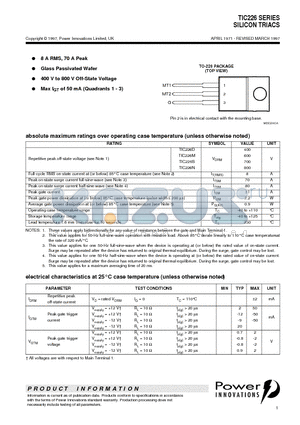 TIC226S datasheet - SILICON TRIACS