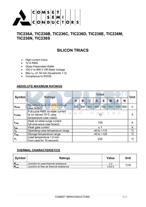 TIC236C datasheet - SILICON TRIACS