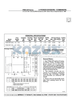 PDM-45R-16G datasheet - 0 POWER DIVIDERS / COMBINERS