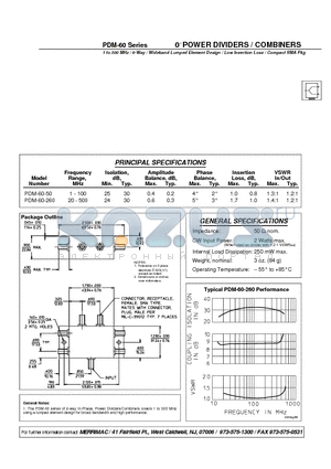 PDM-60-50 datasheet - 0 POWER DIVIDERS / COMBINERS