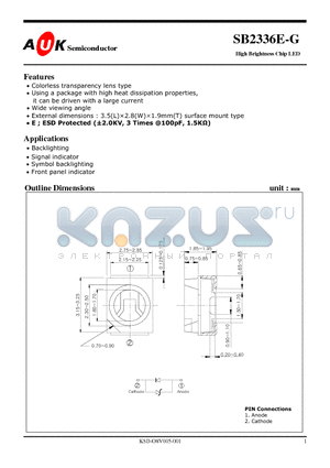 SB2336E-G datasheet - High Brightness Chip LED