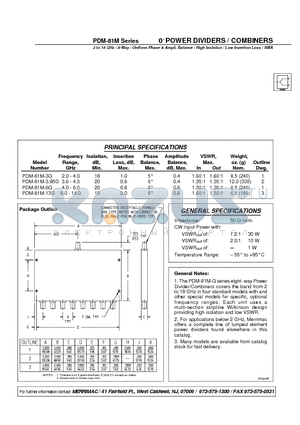 PDM-81M-13G datasheet - 0 POWER DIVIDERS / COMBINERS