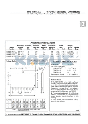 PDM-81M-3.95G datasheet - 0 POWER DIVIDERS / COMBINERS