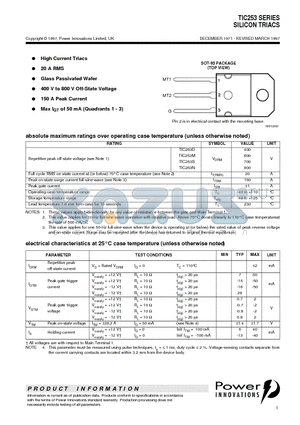 TIC253D datasheet - SILICON TRIACS