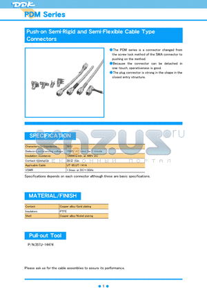 PDM-LP-1.5DW-CR1 datasheet - Push-on Semi-Rigid and Semi-Flexible Cable Type Connectors