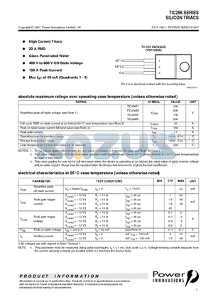 TIC256N datasheet - SILICON TRIACS