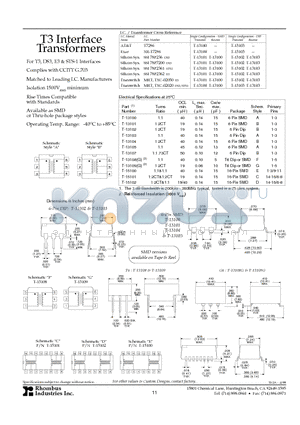 T-13105 datasheet - T3 Interface Transformers