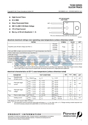 TIC263 datasheet - SILICON TRIACS