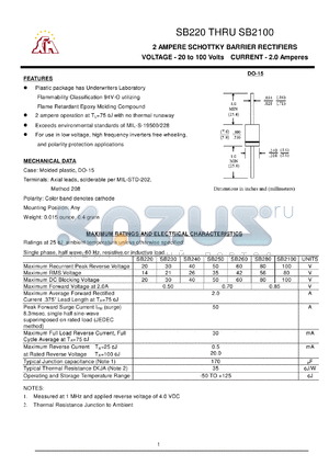 SB240 datasheet - 2 AM PERE SC HOTTKY BARRIER RECTIFIERS