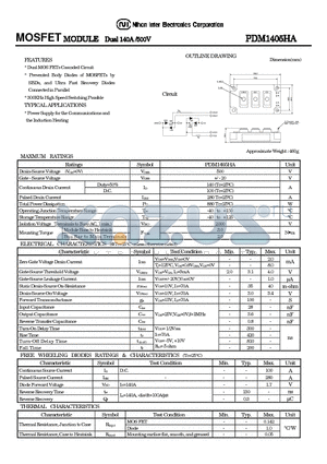 PDM1405HA datasheet - MOSFET MODULE Dual 140A/500V