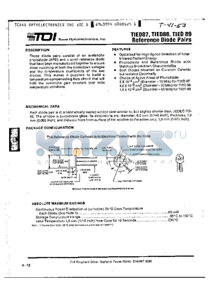 TIED88 datasheet - REFERENCE DIODE PAIRS