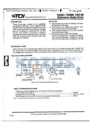 TIED89 datasheet - REFERENCE DIODE PAIRS