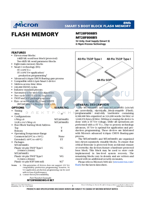 MT28F008B5 datasheet - FLASH MEMORY